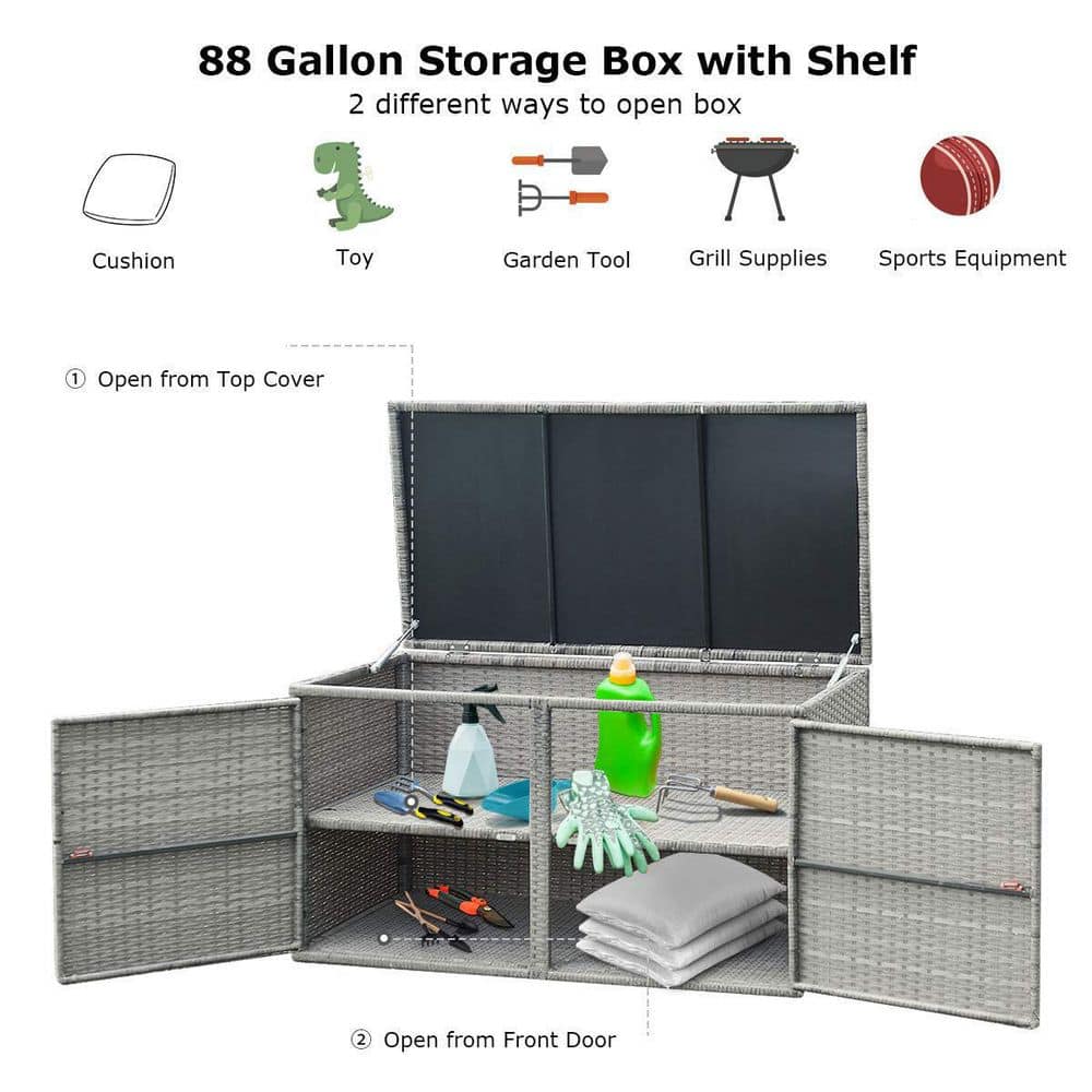 88 Gal. Steel Patio Storage Container Box Deck Box