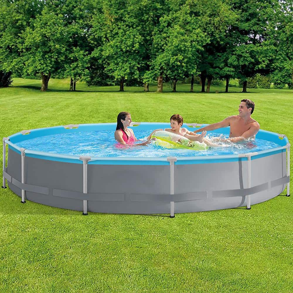12 ft. Round x 30 in. D Metal Frame Above Ground Pool with Pump and pool Cover
