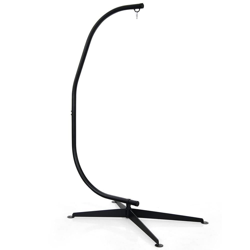 7 ft. Metal Frame C Shape Hanging Hammock Stand in Black