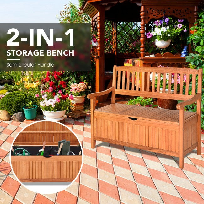 SUGIFT 42 Inch Storage Deck Box Solid Wood Seating Container