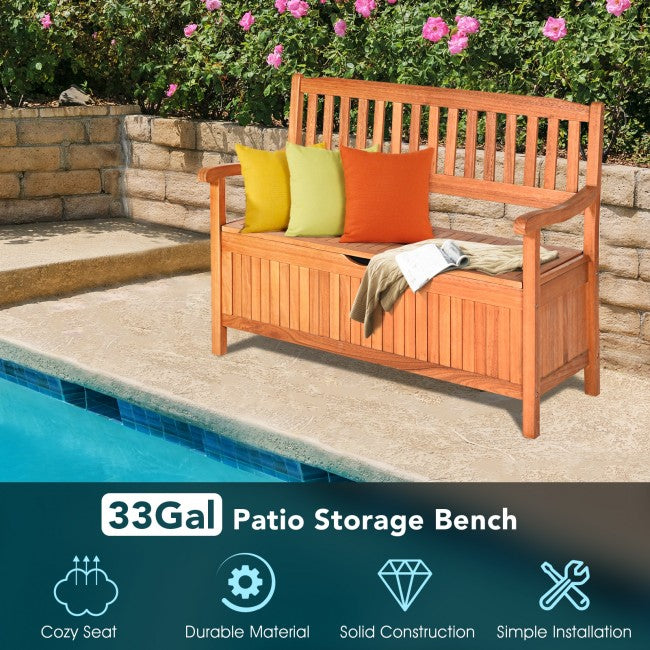 SUGIFT 42 Inch Storage Deck Box Solid Wood Seating Container