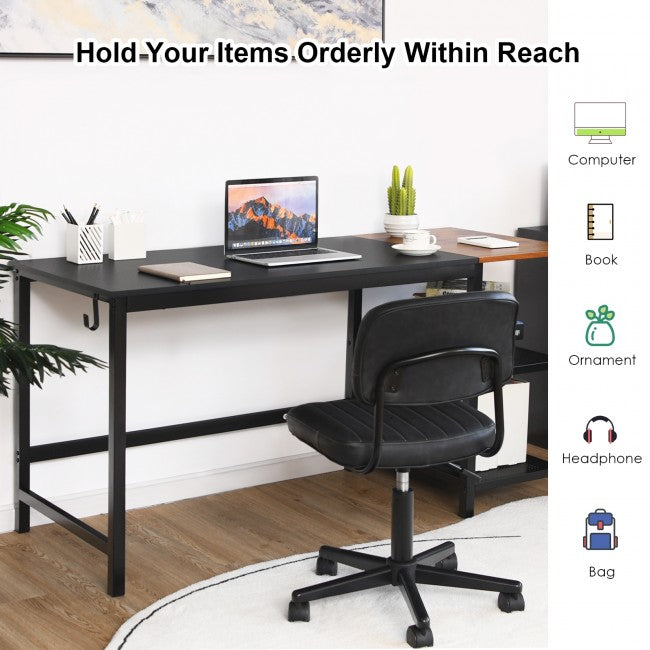SUGIFT 59 Inch Home Office Computer Desk with Removable Storage Shelves,Rustic Brown