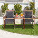 Outdoor Patio Rattan Wood Bench Set