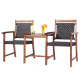 Outdoor Patio Rattan Wood Bench Set