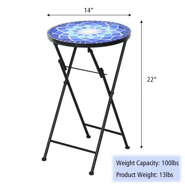 SUGIFT Folding Mosaic Side Table Accent Table