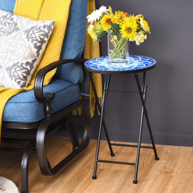 SUGIFT Folding Mosaic Side Table Accent Table