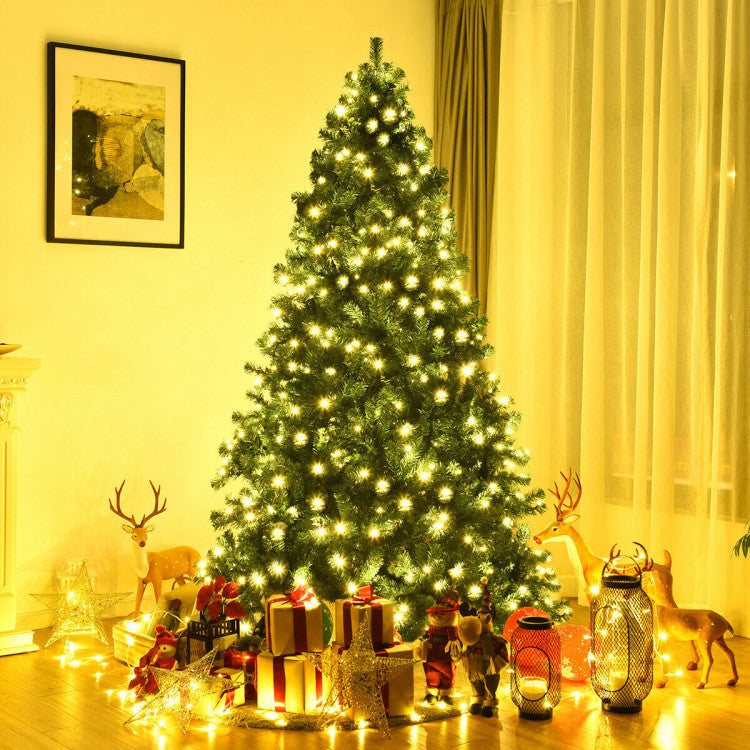 8 Feet Pre lit Artificial Natural Christmas Tree with LED Lights