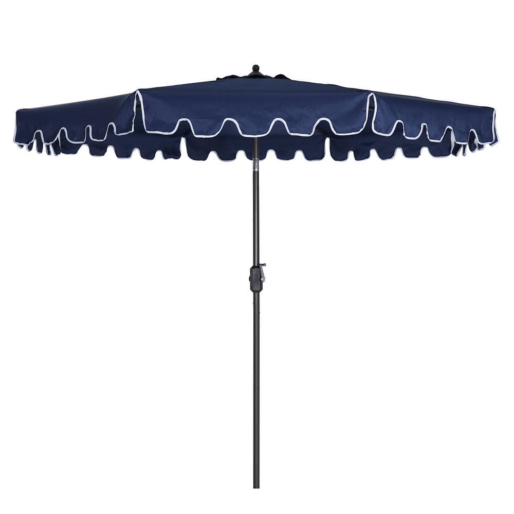 9 ft. Aluminum Market Push Button Tilt Patio Umbrella in Navy Blue
