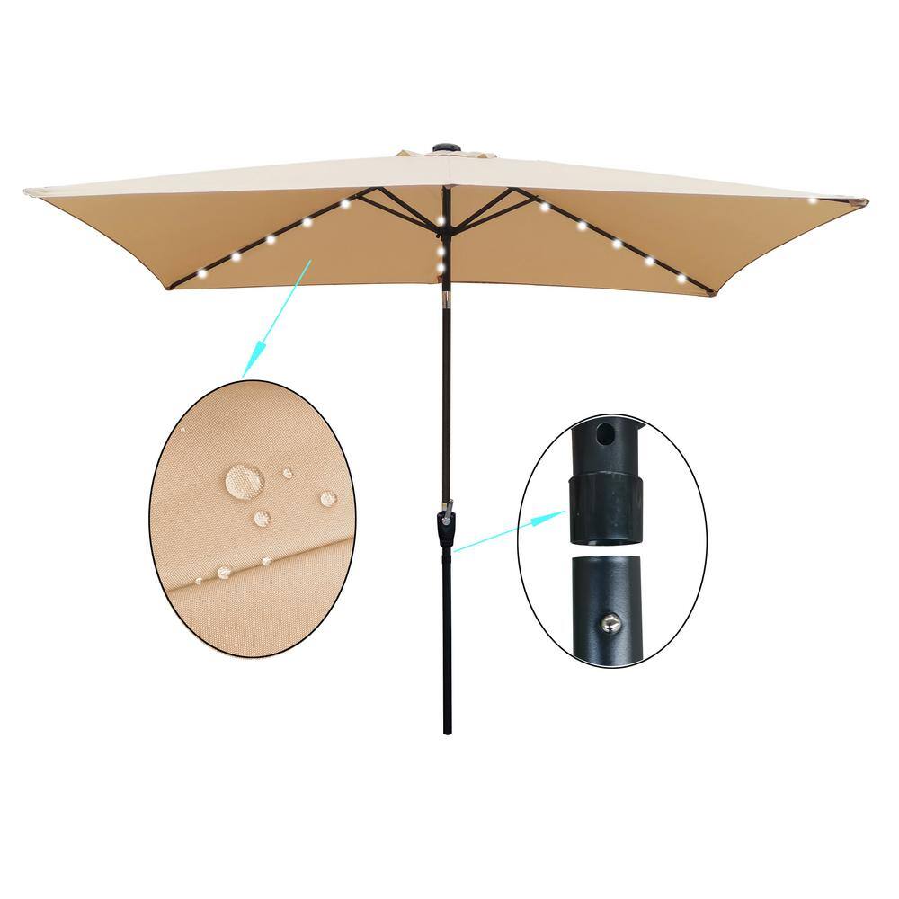 10 ft. x 6.5 ft. Market Patio Umbrella Rectangular Patio Solar Lighted – SUGIFT 10 ft. x 6.5 ft. Market Patio Umbrella Rectangular Patio Solar Lighted – SUGIFT