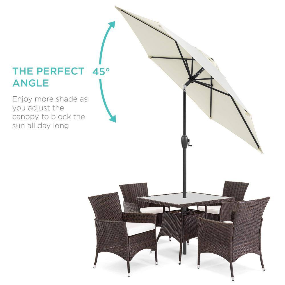 7.5 ft. Metal Pole Market Crank Patio Umbrella in Cream