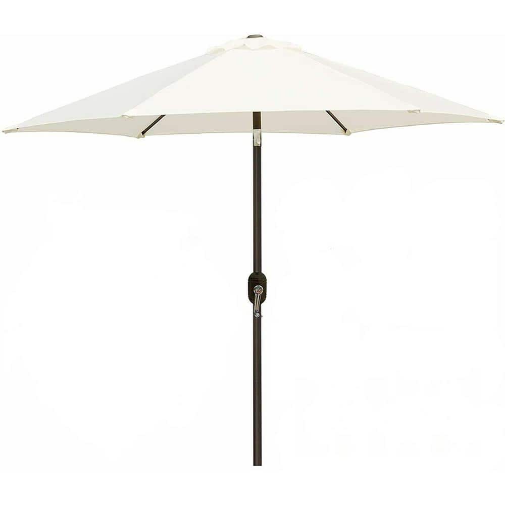 7.5 ft. Metal Pole Market Crank Patio Umbrella in Cream