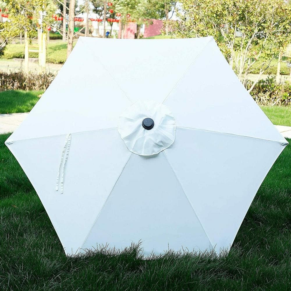 7.5 ft. Metal Pole Market Crank Patio Umbrella in Cream – SUGIFT