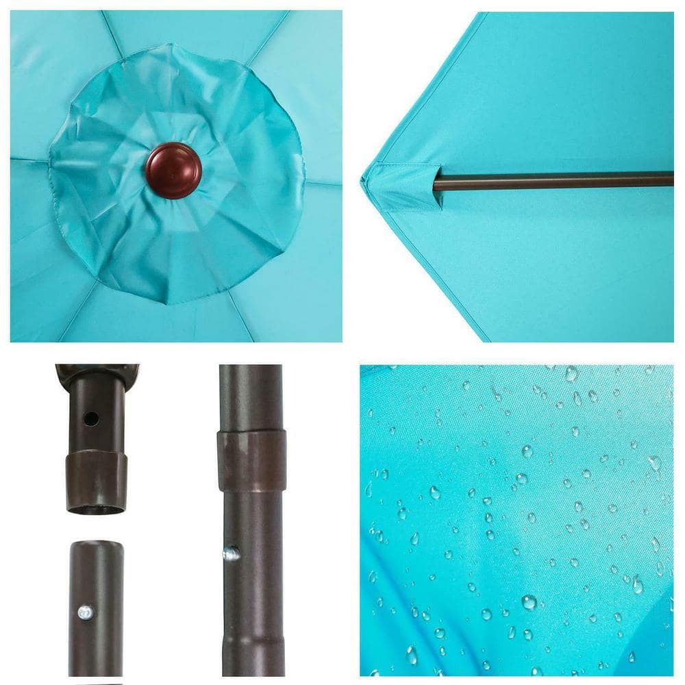 7.5 ft. Metal Pole Market Crank Patio Umbrella in Blue