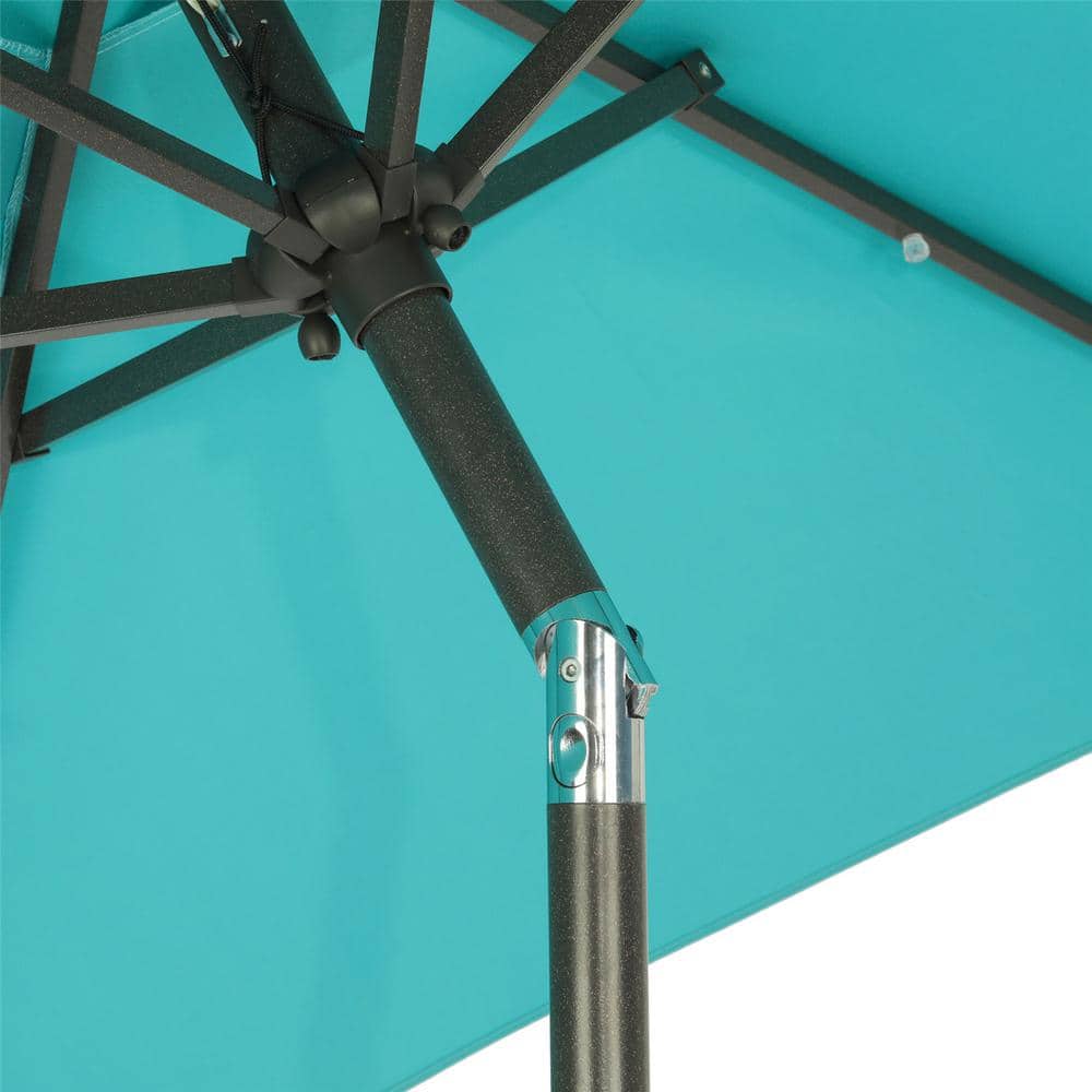 7.5 ft. Metal Pole Market Crank Patio Umbrella in Blue