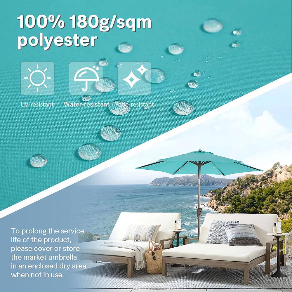 7.5 ft. Metal Pole Market Crank Patio Umbrella in Blue
