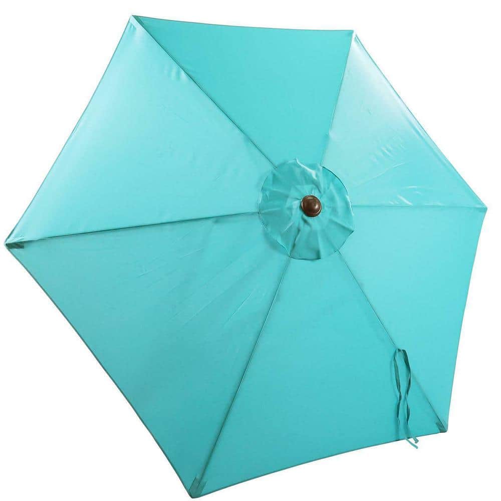 7.5 ft. Metal Pole Market Crank Patio Umbrella in Blue