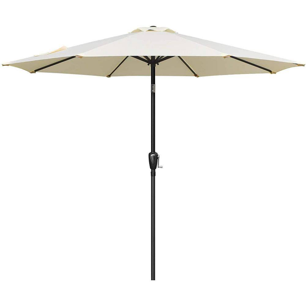 9 ft. Metal Button Tilt Market Patio Umbrella in Beige