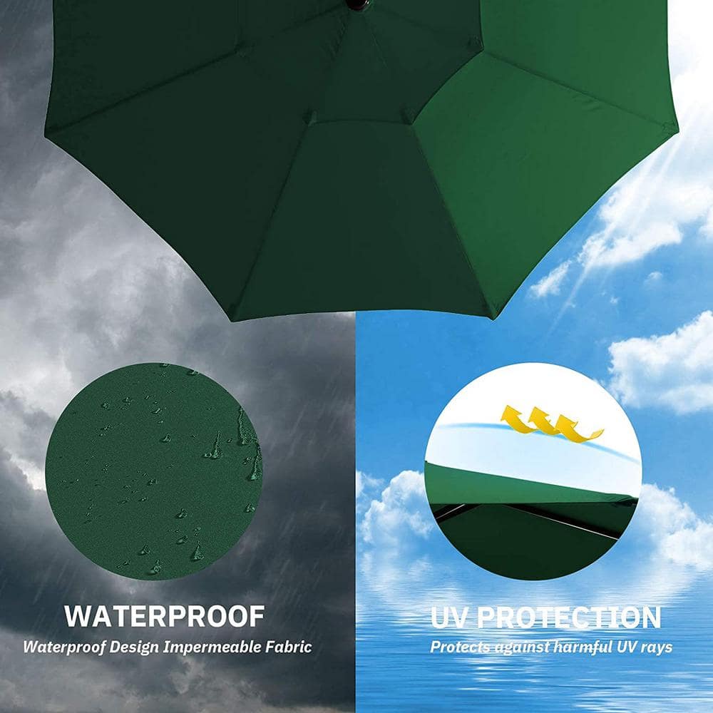 9 ft. Metal Button Tilt Market Patio Umbrella in Green