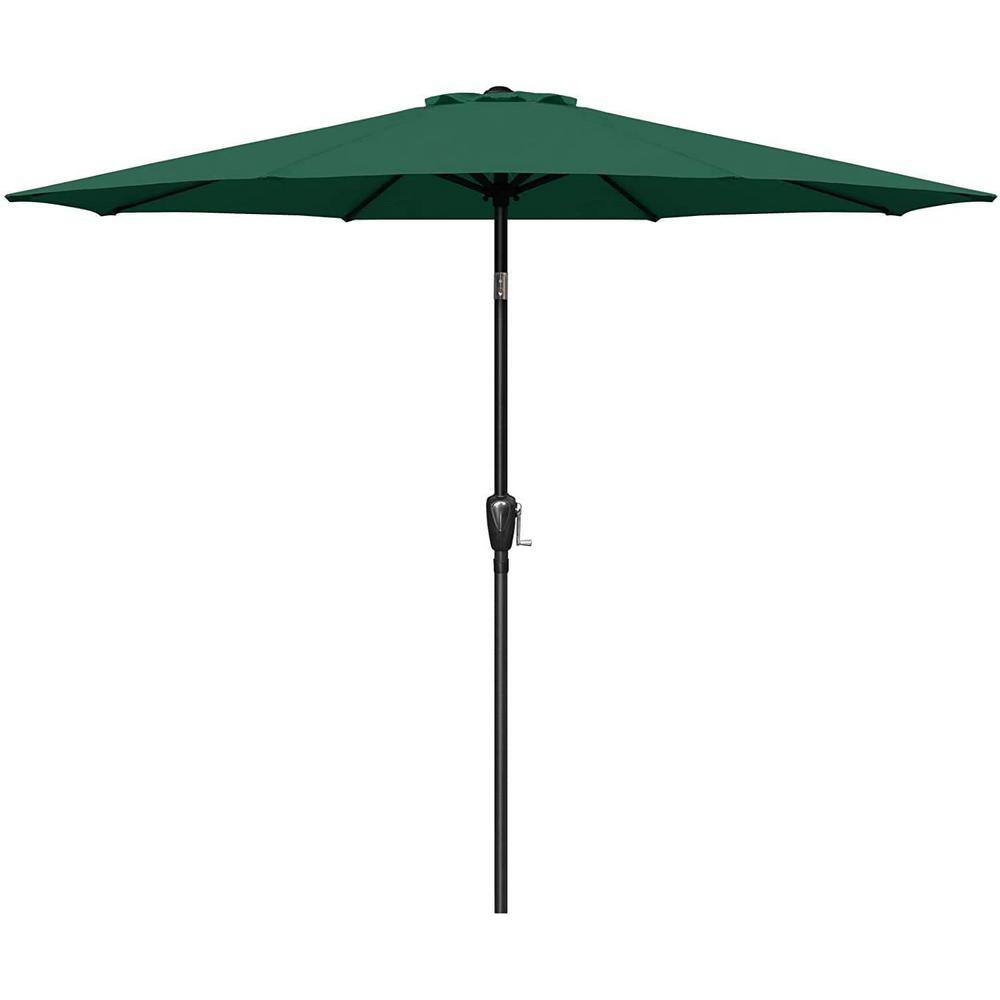 9 ft. Metal Button Tilt Market Patio Umbrella in Green