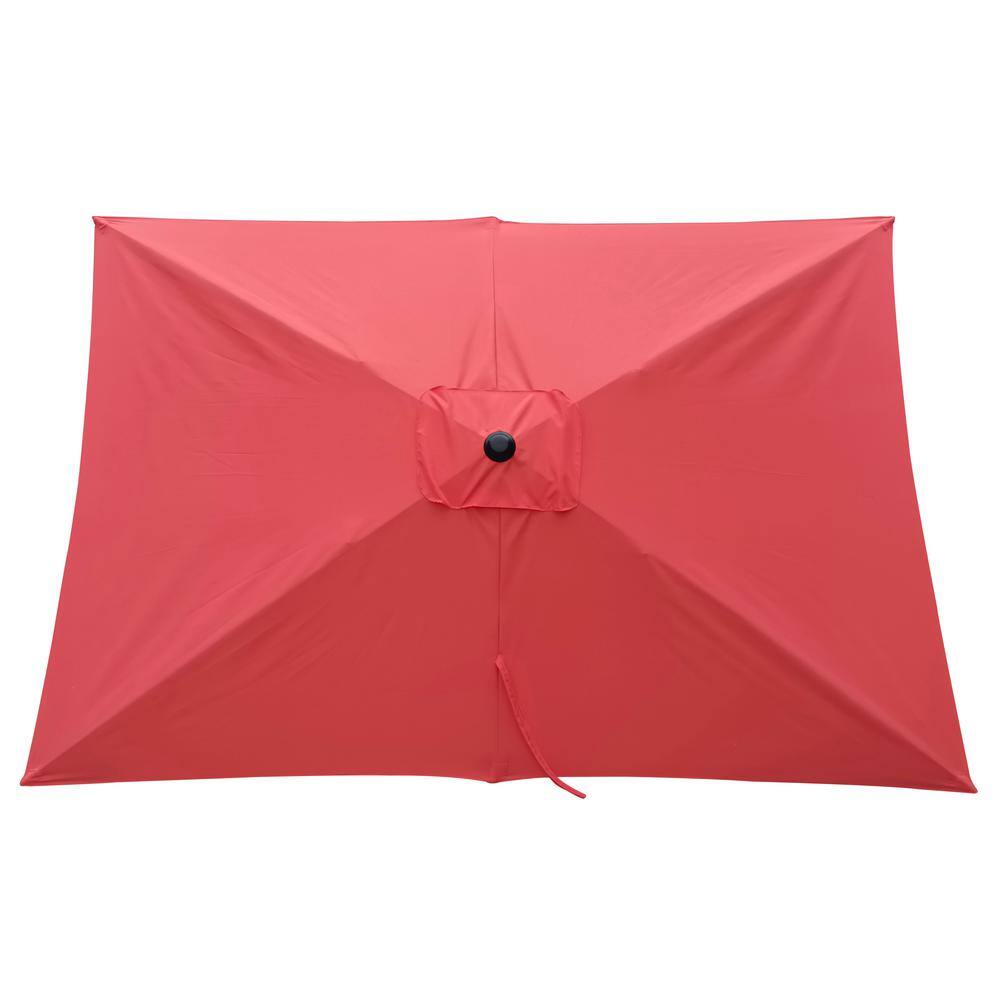 9 ft. x 6 ft. Aluminum Market Patio Umbrella in Brick Red with Push-Button Tilt