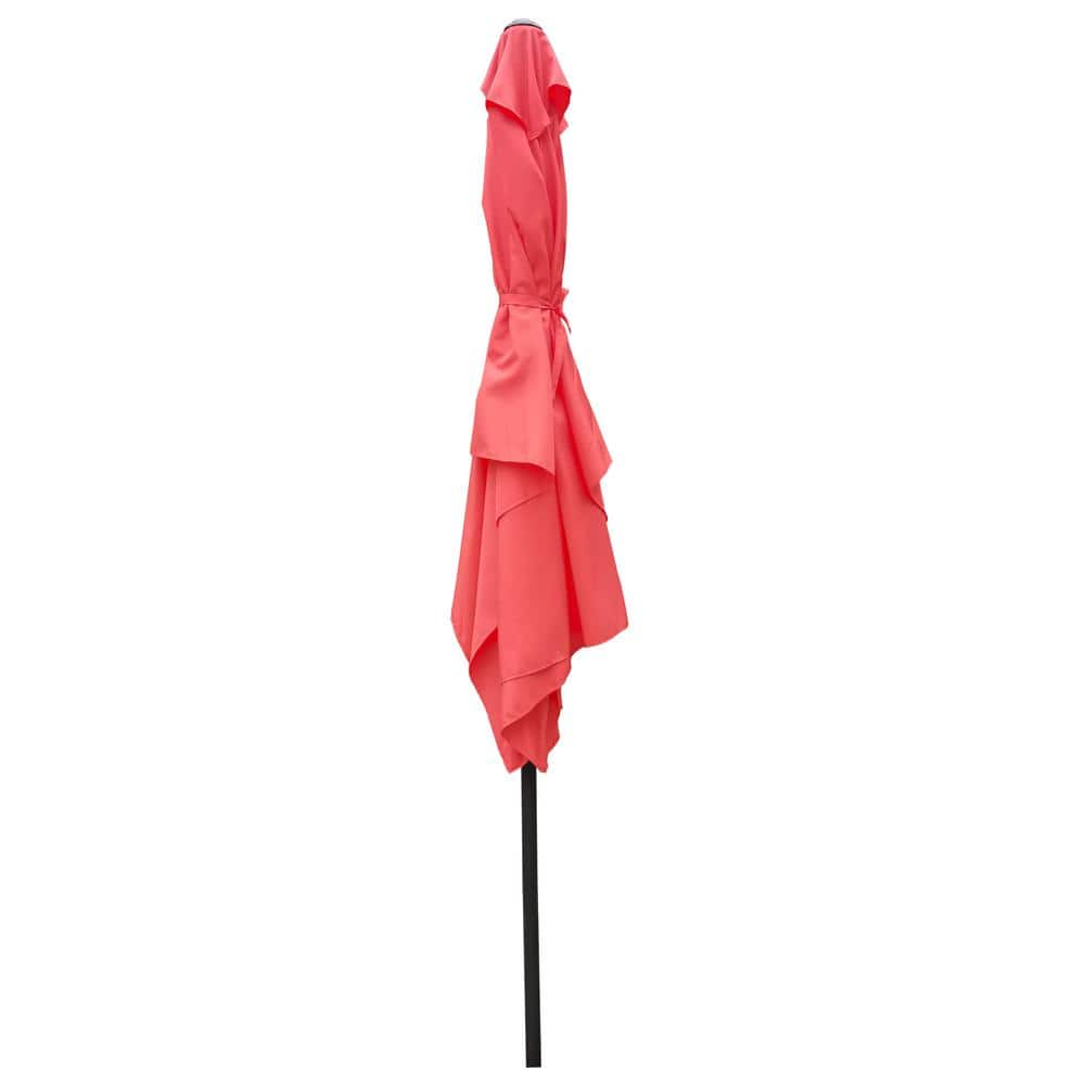 9 ft. x 6 ft. Aluminum Market Patio Umbrella in Brick Red with Push-Button Tilt