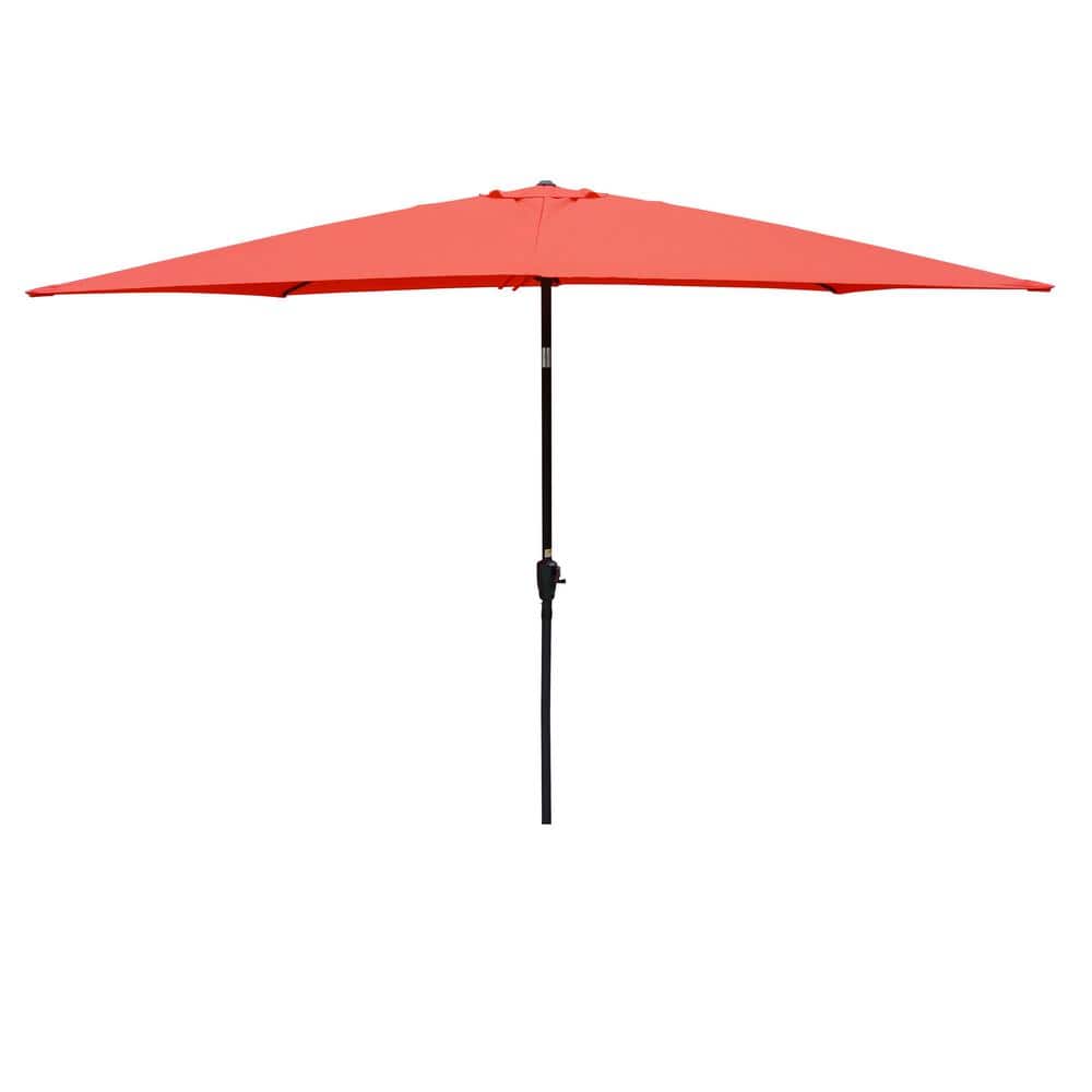 9 ft. x 6 ft. Aluminum Market Patio Umbrella in Brick Red with Push-Button Tilt
