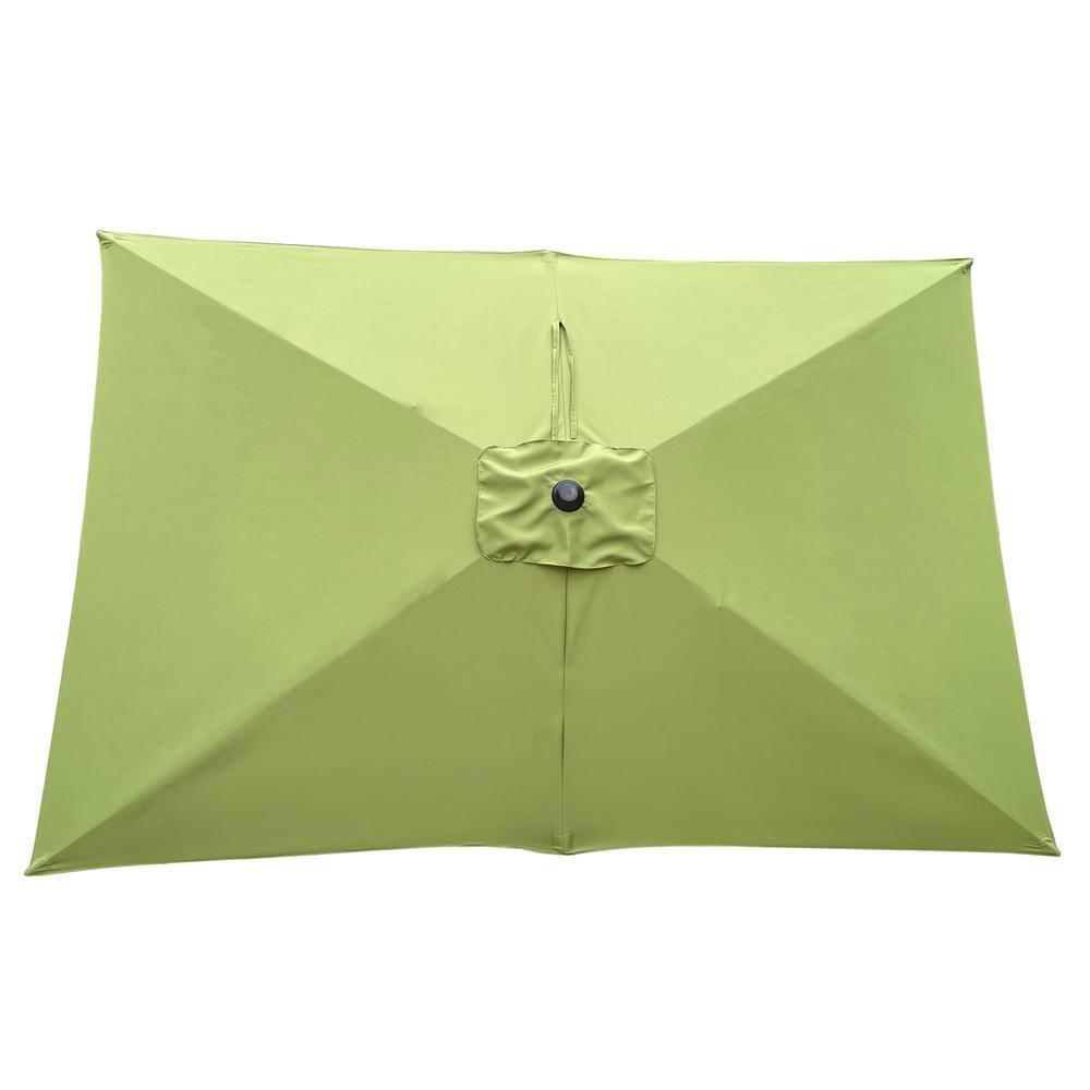 9 ft. x 6 ft. Aluminum Market Patio Umbrella in Lime Green with Push-Button Tilt