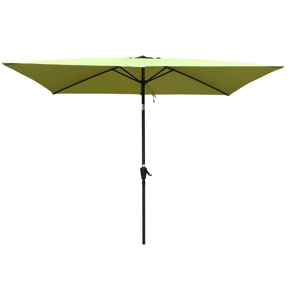 9 ft. x 6 ft. Aluminum Market Patio Umbrella in Lime Green with Push-Button Tilt