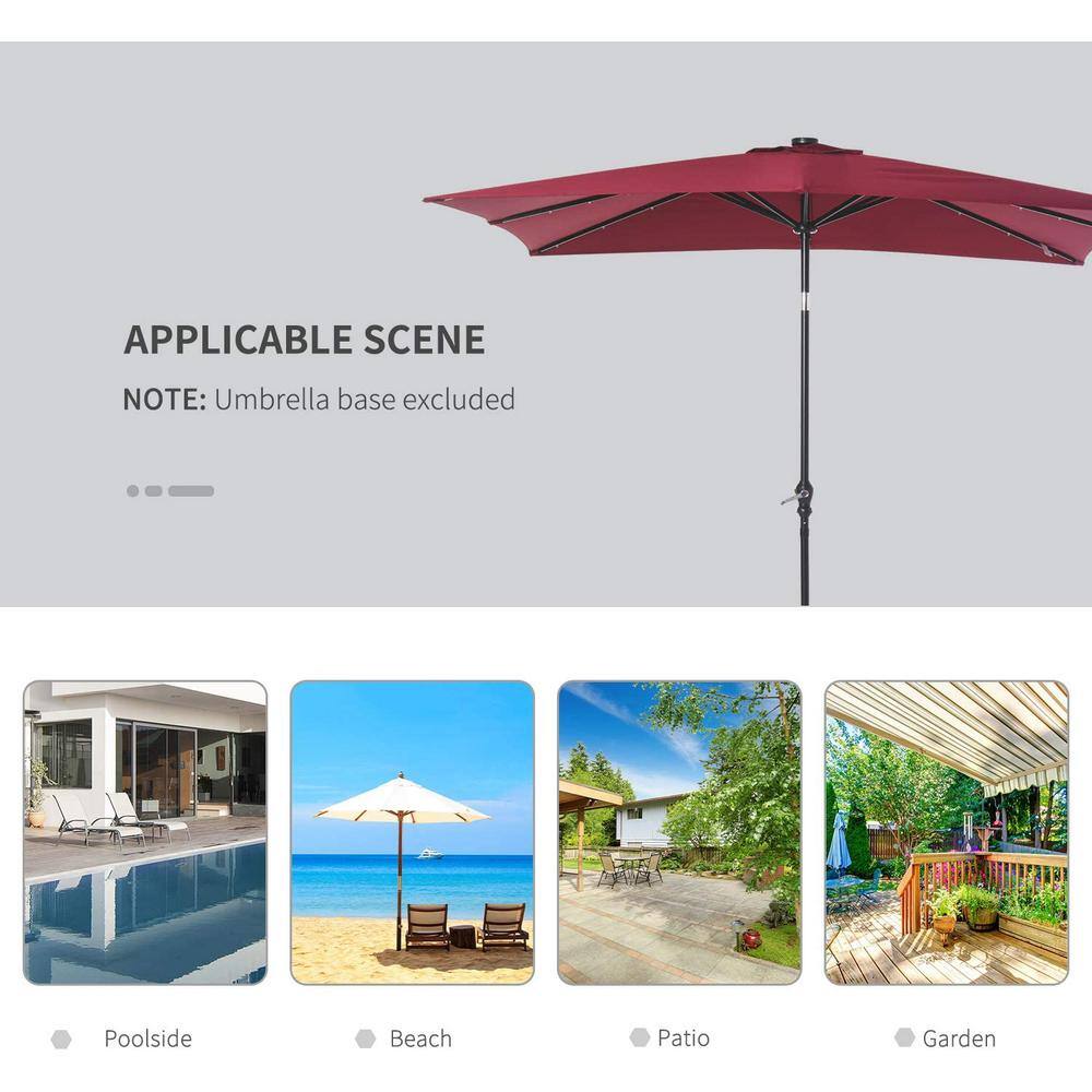 9 ft. x 6 ft. Aluminum Market Patio Umbrella in Burgundy with Push-Button Tilt