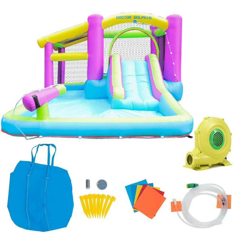 Multi-Color Inflatable Water Slide Outdoor Kids Water Park Play Center with Blower