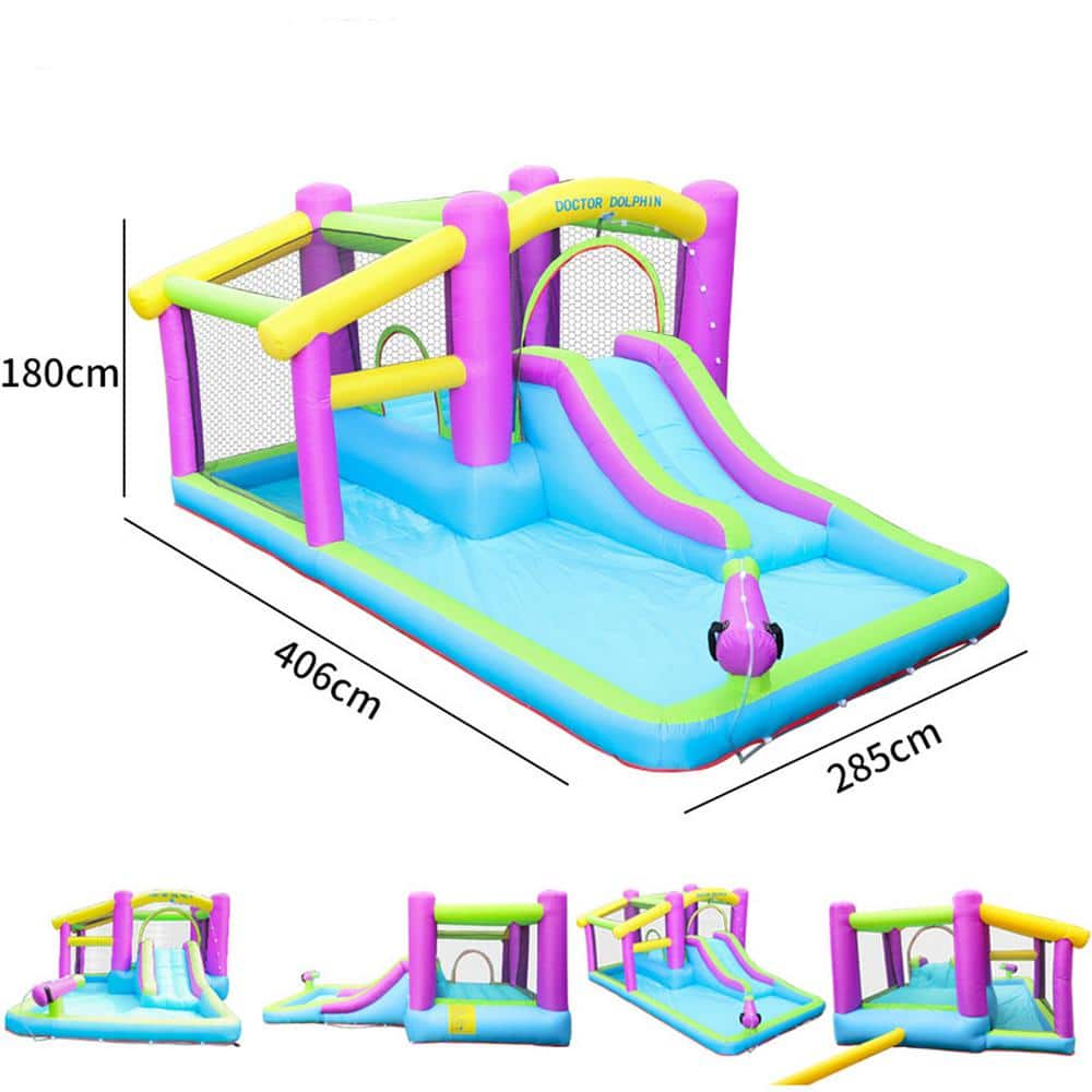 Multi-Color Inflatable Water Slide Outdoor Kids Water Park Play Center with Blower