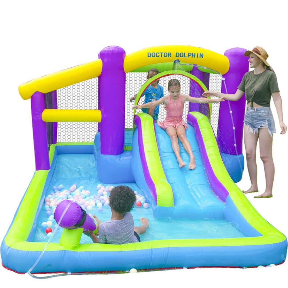 Multi-Color Inflatable Water Slide Outdoor Kids Water Park Play Center with Blower