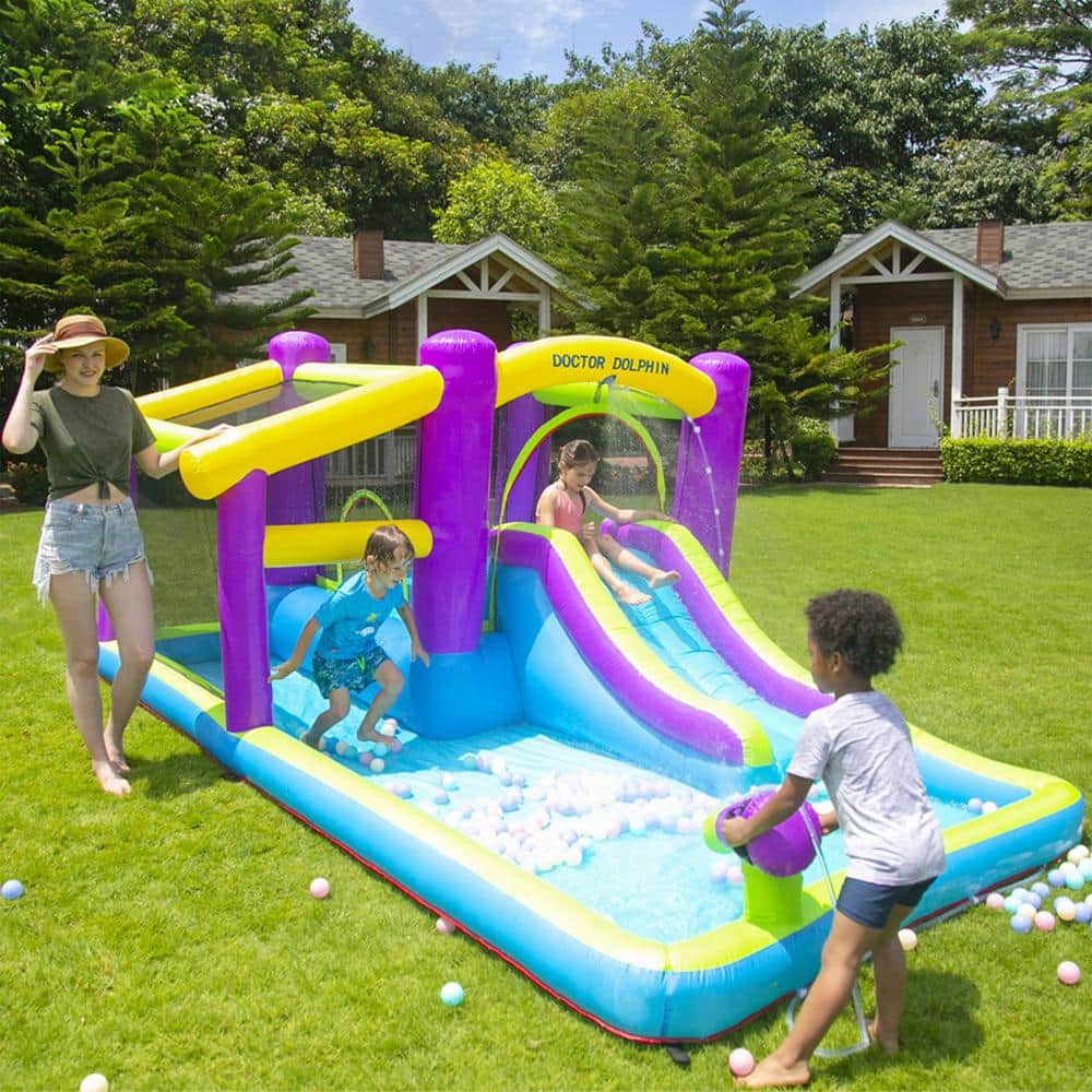 Multi-Color Inflatable Water Slide Outdoor Kids Water Park Play Center with Blower