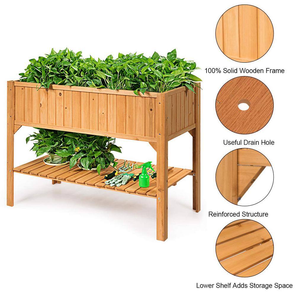 47 in. L x 22.5 in. W x 35.5 in. H Wood Elevated Garden Bed