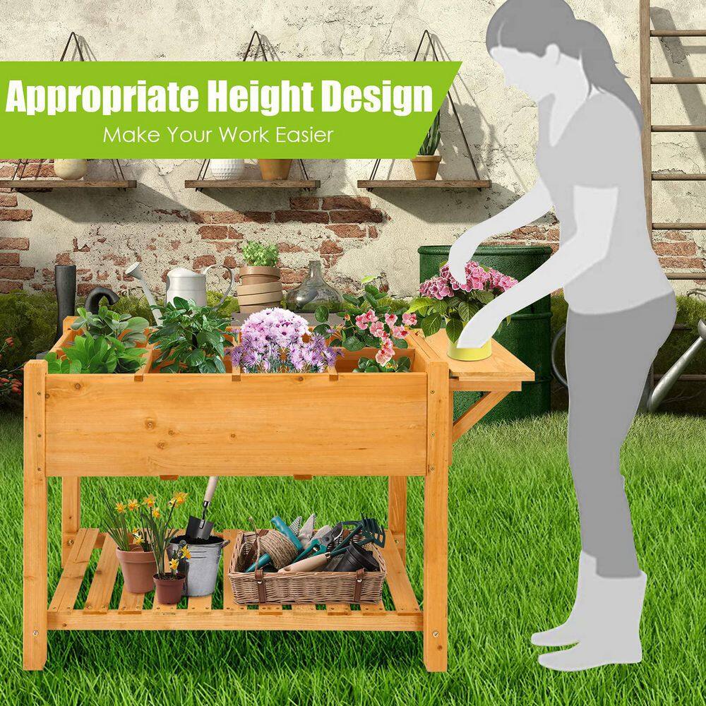 48.5 in. L x 21 in. W x 31.5 in. H Natural Fir Wood Rectangular Elevated Garden Bed