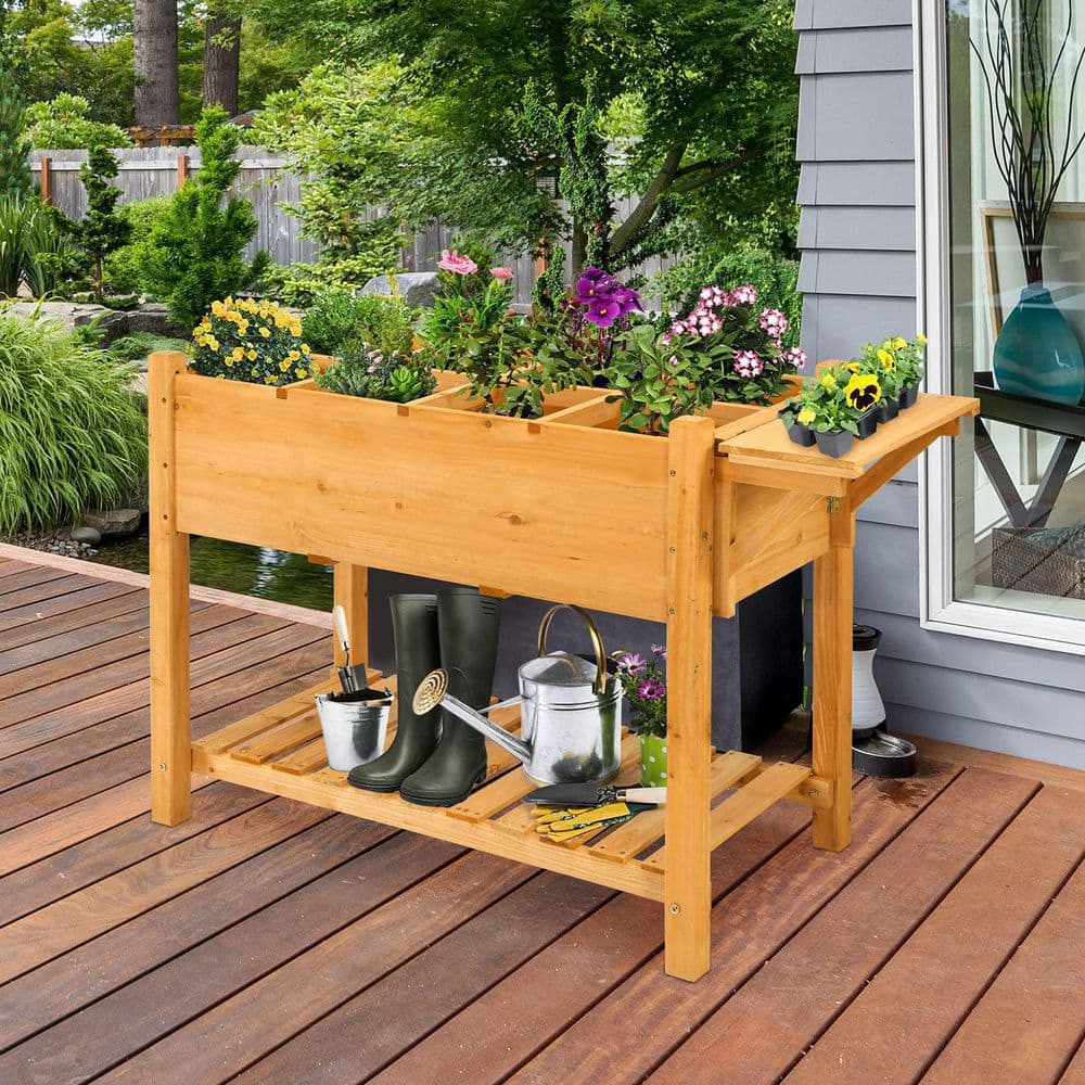 48.5 in. L x 21 in. W x 31.5 in. H Natural Fir Wood Rectangular Elevated Garden Bed