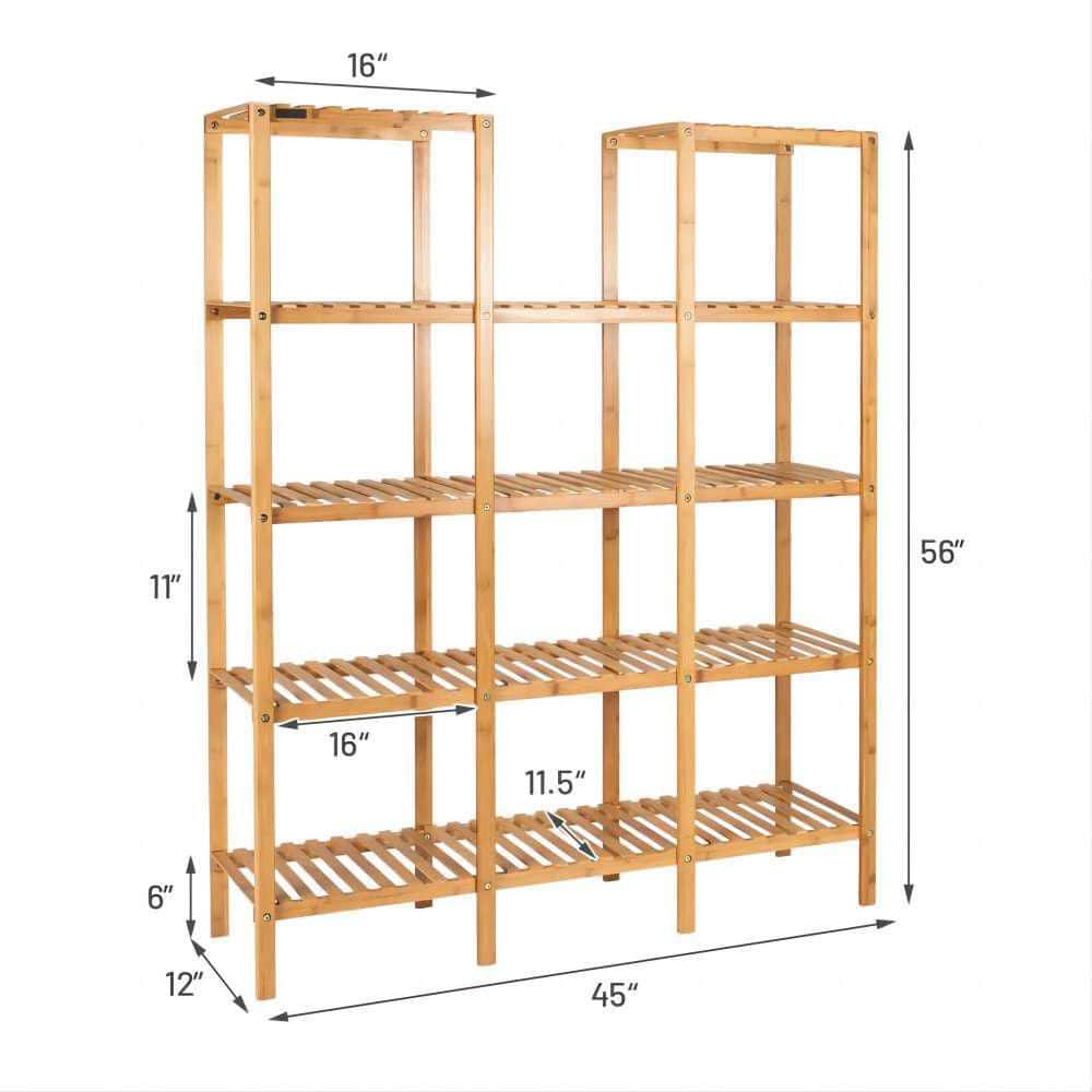 56 in. Multi-Functional Wood Shelf Flower Plant Stand