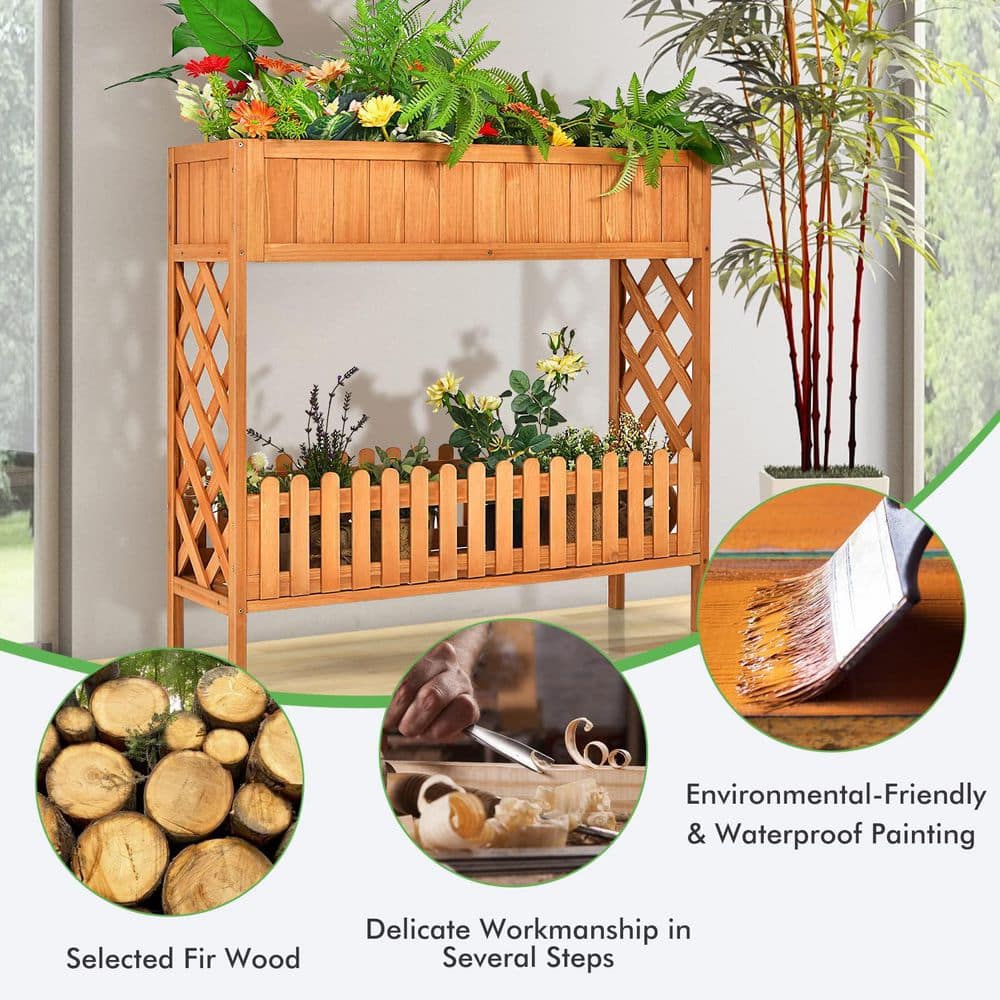 37.5 in. x 12.5 in. x35.5 in. Wood Raised Garden Bed