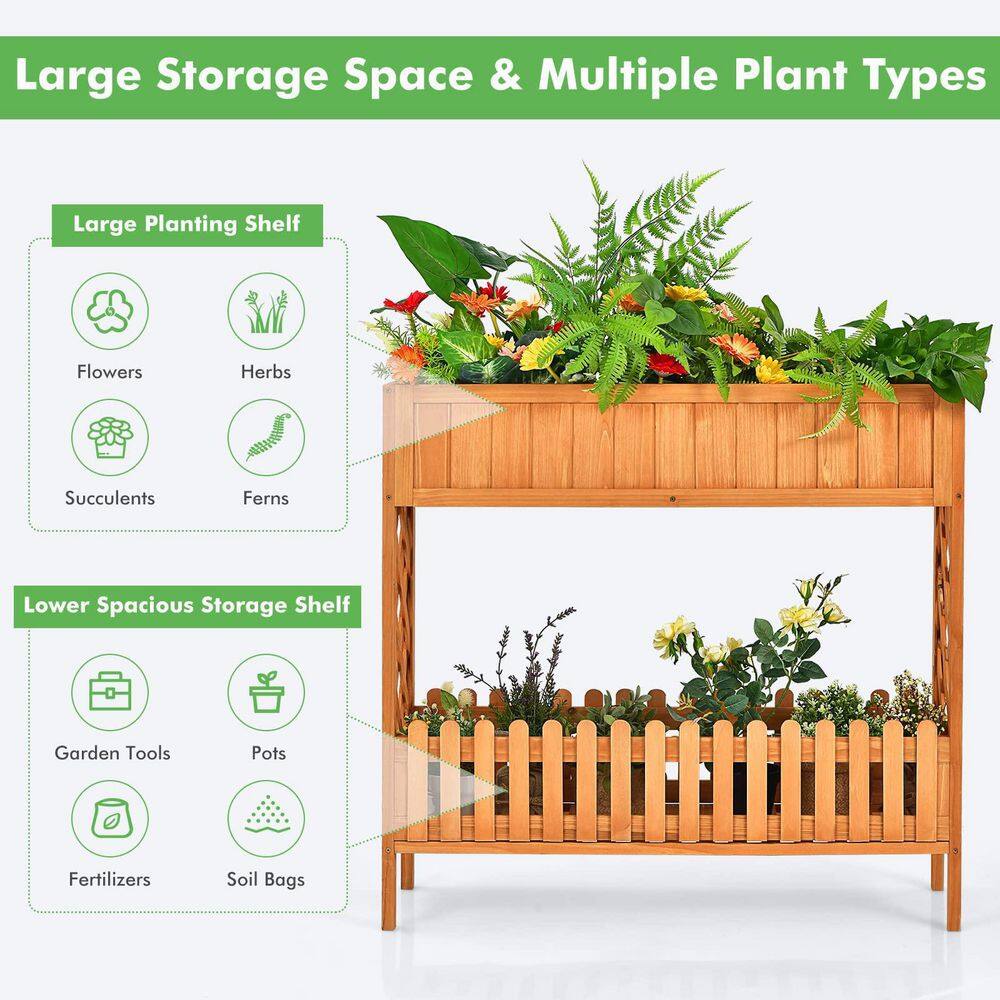 37.5 in. x 12.5 in. x35.5 in. Wood Raised Garden Bed