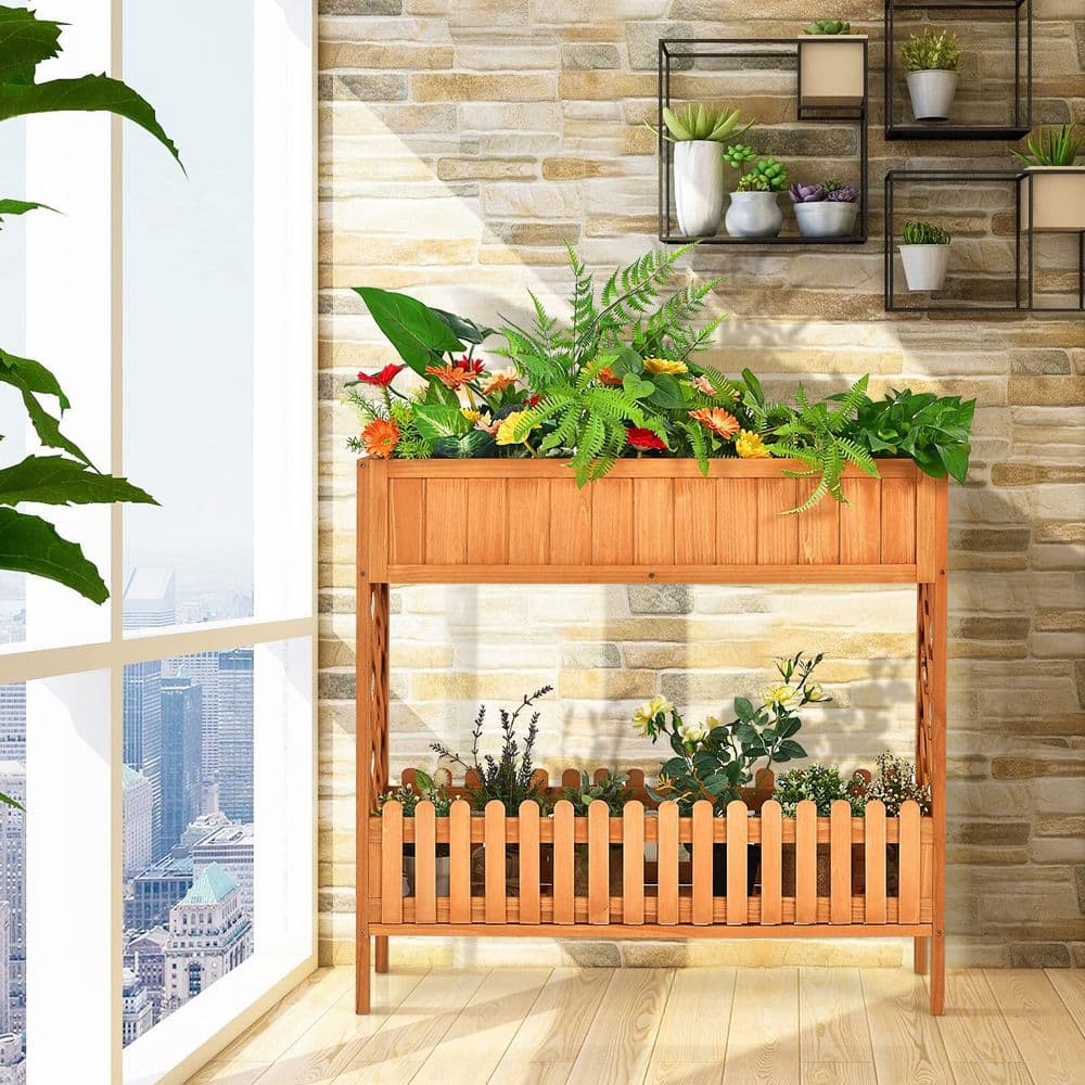 37.5 in. x 12.5 in. x35.5 in. Wood Raised Garden Bed