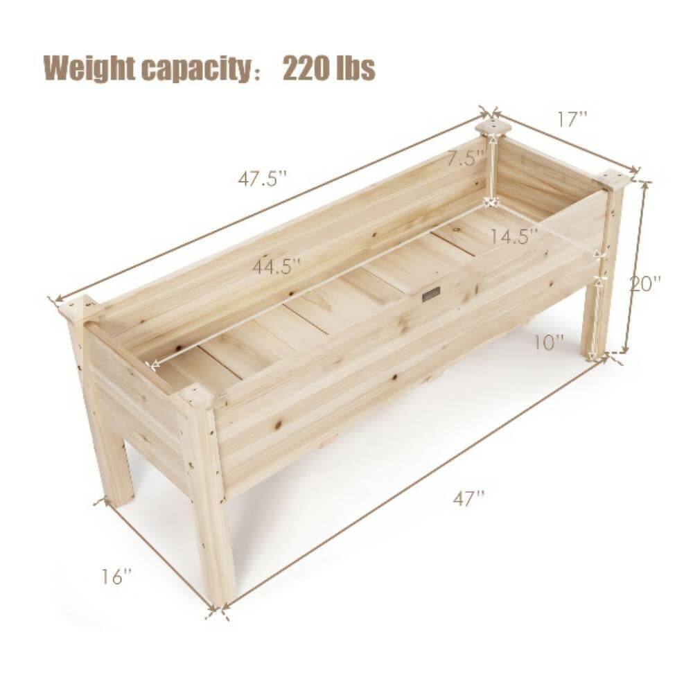 47.5 in. x 17 in. x 20 in. Wood Raised Garden Bed