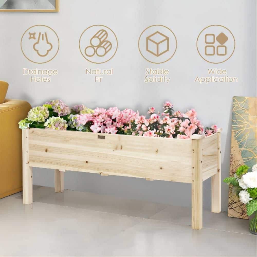 47.5 in. x 17 in. x 20 in. Wood Raised Garden Bed