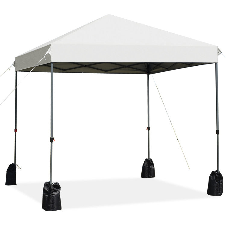 8 ft. x 8 ft. White Outdoor Pop-Up Canopy with Roller Bag and Sand Bags