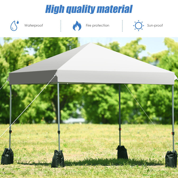 8 ft. x 8 ft. White Outdoor Pop-Up Canopy with Roller Bag and Sand Bags