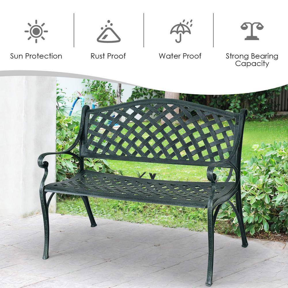 Ancient Green Aluminum Outdoor Patio Bench