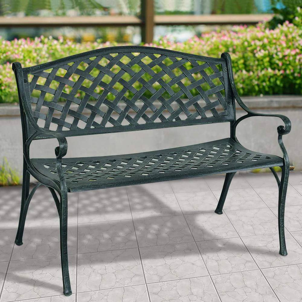 Ancient Green Aluminum Outdoor Patio Bench