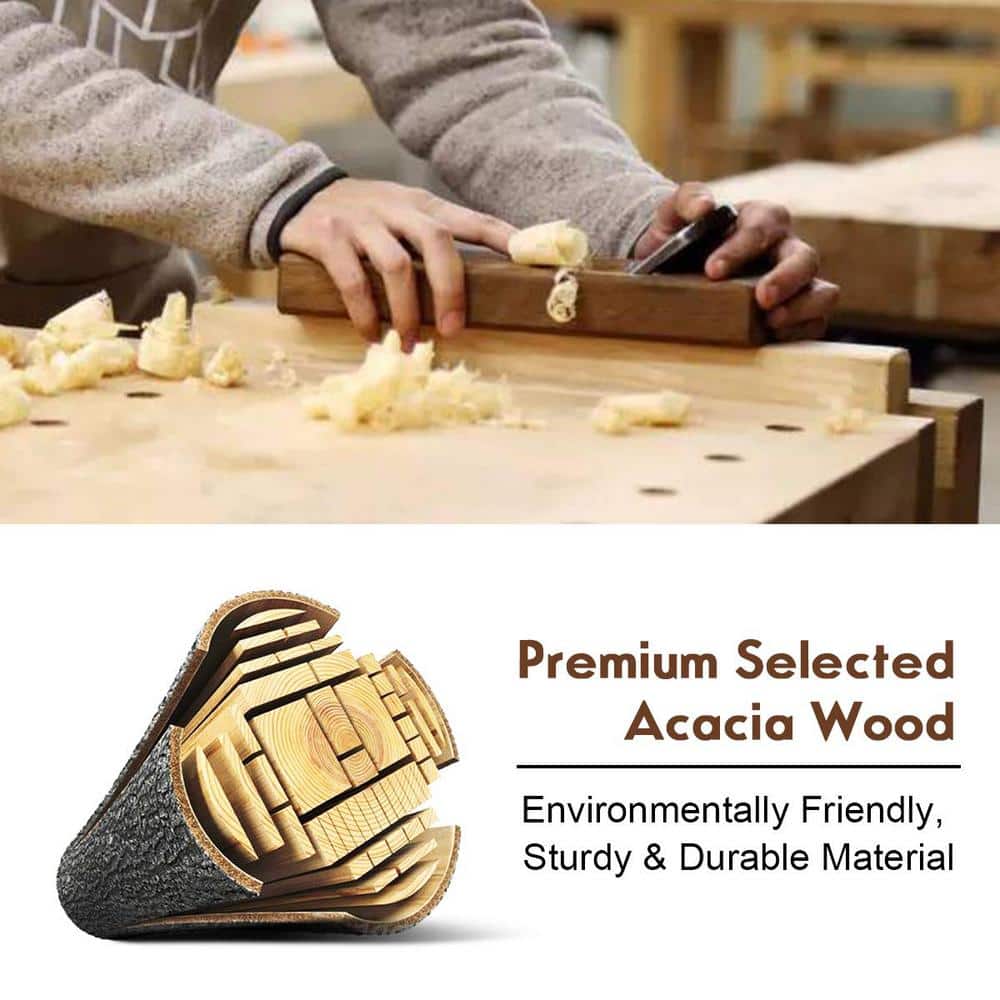 Natural Acacia Wood Outdoor Patio Bench