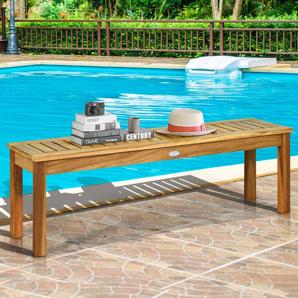 52 in. Acacia Wood Outdoor Patio Garden Bench
