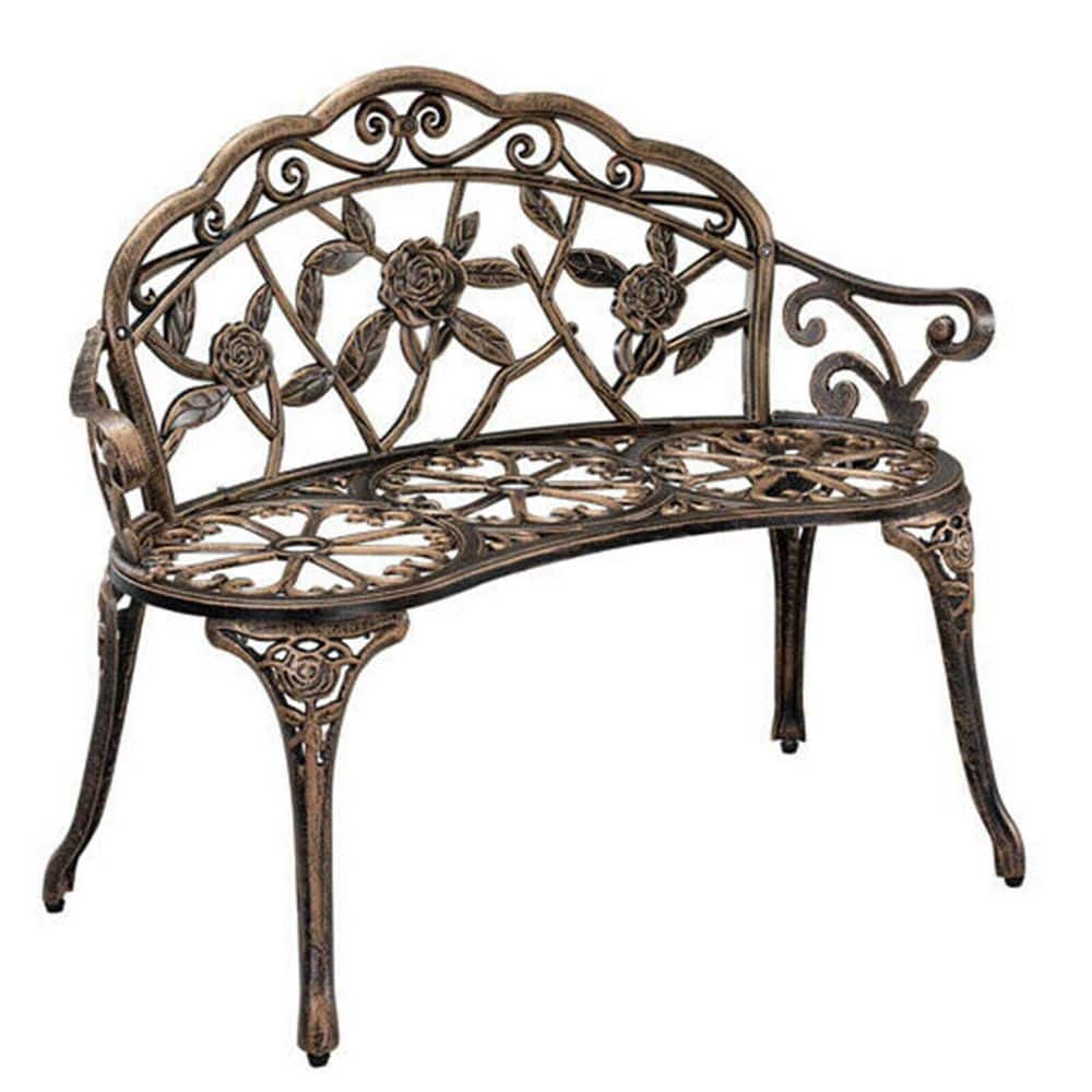 Bronze Aluminum Patio Outdoor Garden Bench Chair