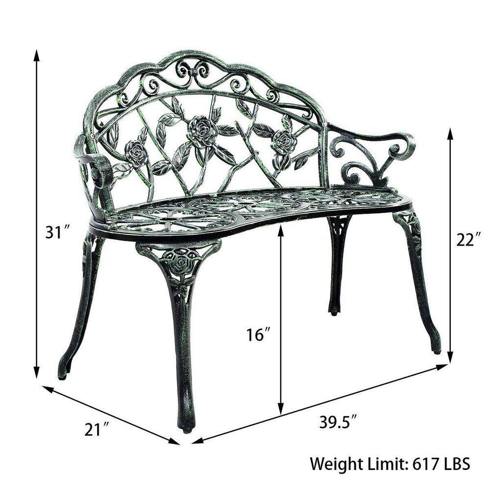 Green Aluminum Patio Outdoor Garden Bench Chair